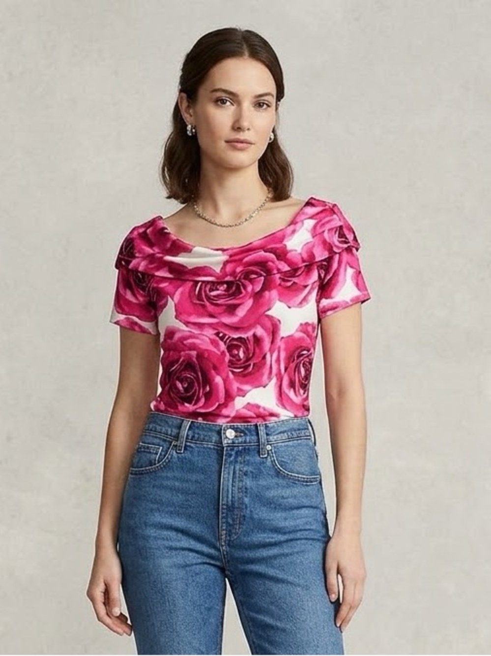 Rachel Roy Floral Cowl Neck Top
